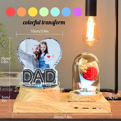 Dad Gift Unique Color Print Custom Photo Crystal Night Light Ornament for Dad Daddy Day Birthday Christmas Gift Atmosphere Light