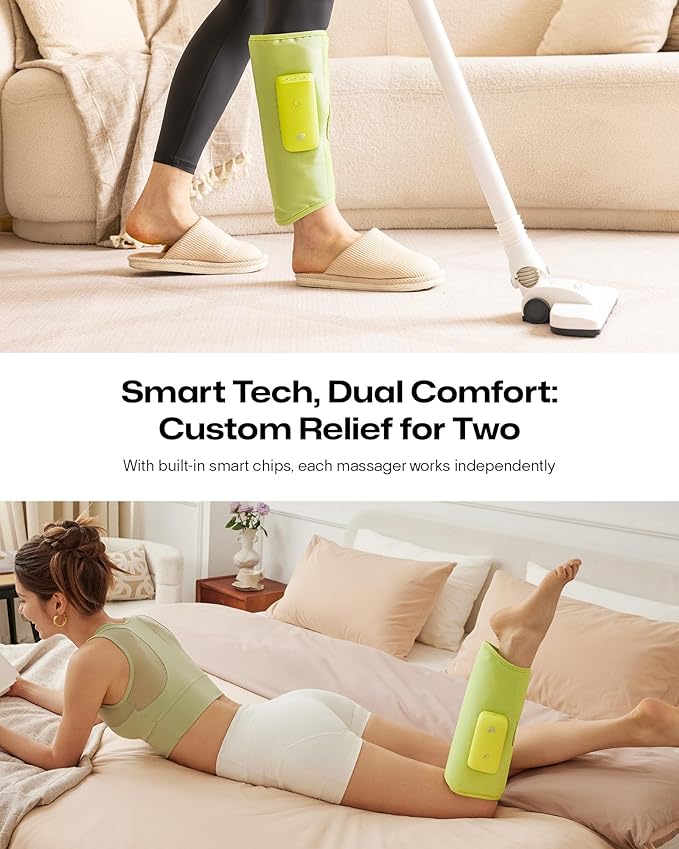 UREVO Smart Calf Massager with AI Massage Adaptation, Air Compression – Cordless Leg Massager for Circulation, Relaxation & Leg Sculpting – 3 Modes & 3 Intensities, Adjustable Heat, Long Battery
