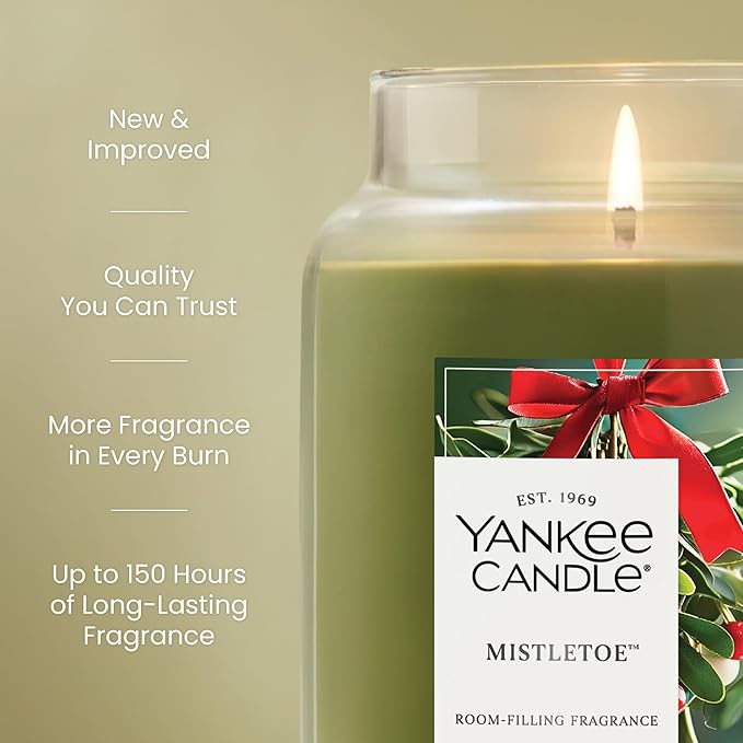 Yankee Candle Mistletoe Scented Candle, 22oz Large Jar with up to 150 Hour Burn Time, Giftable, Holidays