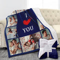 Custom Sherpa Fleece Blanket with Photos Text - Soft, Warm & Fuzzy Personalized Couples Gifts for Boyfriend, Girlfriend - Customized Picture Blanket for Birthday, Anniversary, Christmas