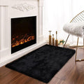 Latepis Small Black Fluffy Rug 2x3 Throw Faux Rabbit Fur Soft Rug Washable Furry Shag Rugs for Bedroom, Dorm, Nursery, Chair Seat Cover, Shaggy Cute Rugs for Room