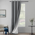Grey Soundproof Curtains 3-in-1 Blackout Curtains Energy Saving Thermal Insulation Drapes for Winter Grommet Sound Dampening Curtains for Bedroom Living Room (1 Panel, Grey, 50" x 108")