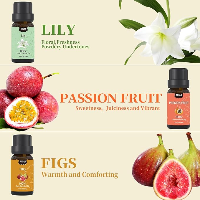 Essential Oils Set-Essential Oils for Diffuser for Home,Diffuser Oils Scents for Aromatherapy,Laundry,Candle&Soap Making,Humidifiers 6 X 10ML