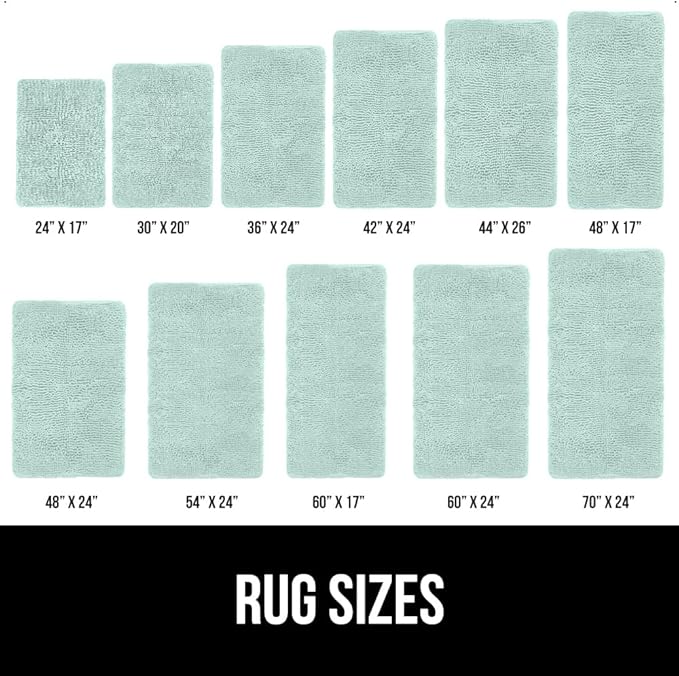 GORILLA GRIP Bath Rug Mat 30x20, Soft Absorbent Chenille, Quick Dry Microfiber Mats, Rubber Backing Washable Shower Floor Rugs, Bathmat Runner, US Designed Bathroom Home Decor Accessories Seablue