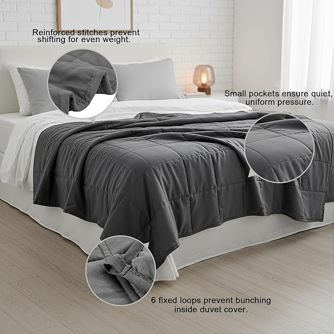Smart Queen Weighted Blanket for Adults,(78"x85",25lbs Grey) Full Size Soft Cooling Heavy Blanket for Sleeping, Breathable Blanket with Glass Beads Perfect for 220-280 lbs,All Season,Machine Washable