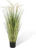 KOL Artificial 4ft Horsetail Reed Grass, 47.2in Artificial Indoor Outdoor Fake Grass Plant, Home Office Wedding Decorative Artificial Plants & Flowers in Pot Faux Plant Greenery, Housewarming Gift