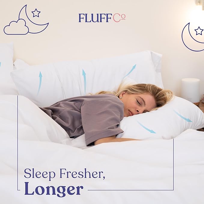 FluffCo Down Alternative Pillows King Size Set of 2 - King Bed Pillows for Sleeping - Made in USA - Cooling Surface and Machine Washable for Side, Back, and Stomach Sleepers