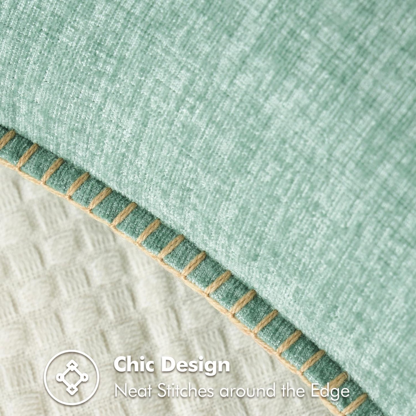 MIULEE Pack of 2 Couch Throw Pillow Covers 18x18 Inch Greyish Green Farmhouse Decorative Pillow Covers with Stitched Edge Soft Chenille Solid Dyed Spring Pillow Covers for Sofa Bed Living Room