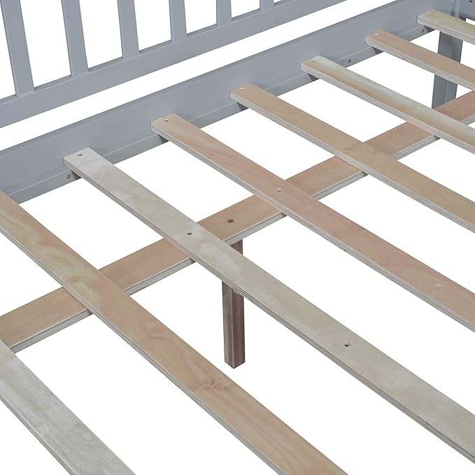 Bellemave Full Size Bed Frames with Rails for Kids, Full daybed Frame with Drawers for Boys/Girls/Adults， Gray
