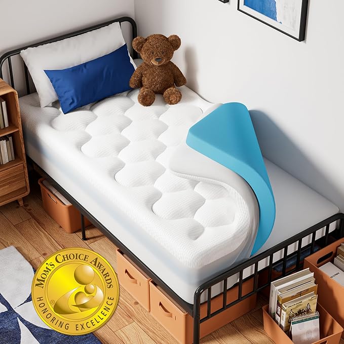 OhGeni Cooling 4 inch Dual Layer Twin Mattress Topper, 2 inch Cooling Gel Memory Foam, 2 inch Down Alternative Pillow Top Pad, Mattresses Cover for Bed, Medium Support, Fits 6”-19” Deep Pocket