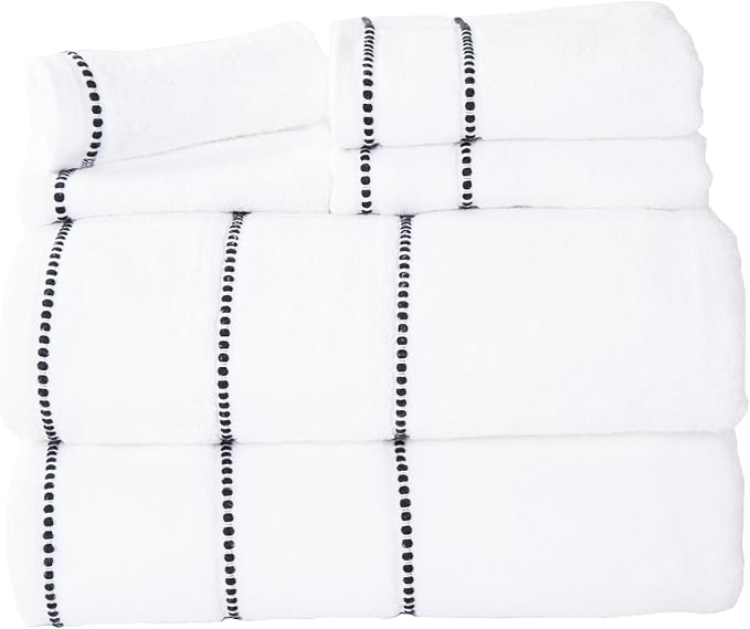 Lavish Home 6 Piece Bathroom Towels Set - 525GSM 100% Cotton Bathroom Essentials - 2 Bath Sheets, 2 Hand Towels, and 2 Wash Cloths for Bath, Shower, Gym, Spa, and Dorm Room (White)