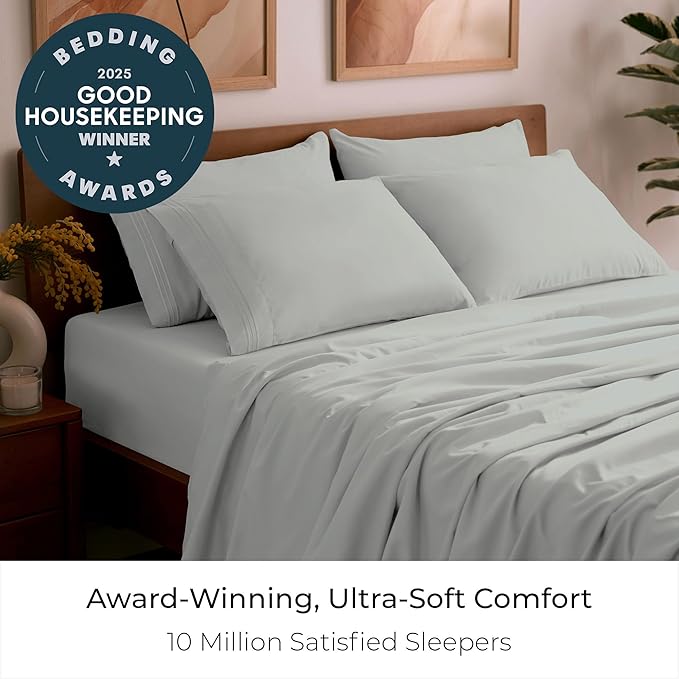 Mellanni California King Sheet Set - 6-Piece Iconic Collection Bedding, (Including 4 Pillowcases), 21-Inch Extra Deep Pocket, Easy Care, Ultra Soft, Cooling Sheets, Brushed Microfiber - Spa Mint