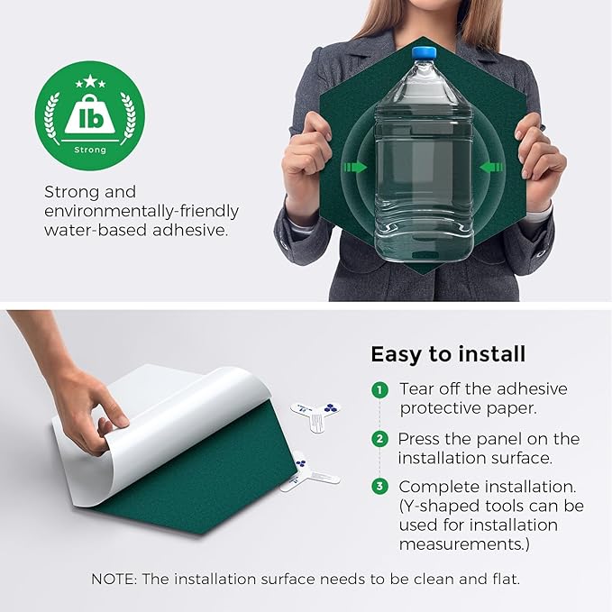 Self-Adhesive Acoustic Panels [390 lbs/yd³ Ultra-High Density], 2nd Generation Sound Absorbing Panel, Professional Level Sound Panel, Polyester Soundproof Foam [Size M, Dark Green]