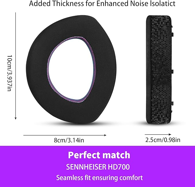 Magic Ice Gel Replacement Earpads for SENNHEISER HD700 - Black/Purple Comfort and Durability
