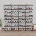 Shoe Rack Large Capacity 4 Rows 8 Tier 56-64 Pairs Shoes Sneaker Stackable Storage Organizer Garage Entryway Hallway Front Doorway Shoe Unit Shelves Space Saving