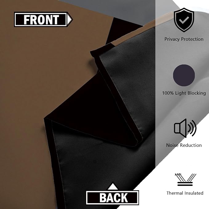 Brown 100% Blackout Curtains for Bedroom 96 inch Long 2 Panels Set Black White Gray Modern Abstract Geometric Black Out Curtains Insulated Room Darkening Window Drapes for Living Room, 52Wx96L