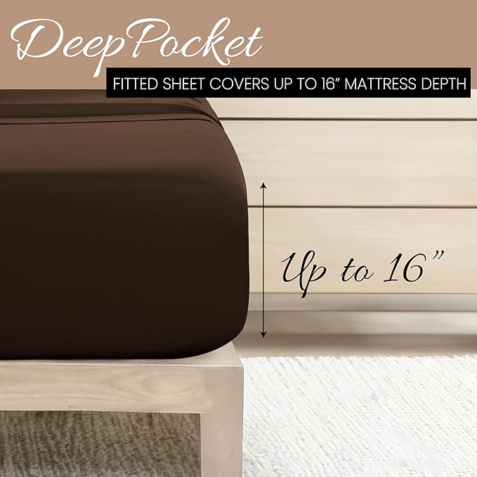 Linen Market Bed Sheets for Twin Size Bed (Chocolate) - Sleep Better Than Ever with These Soft and Cooling Twin Sheets - Deep Pocket Fits 16" Thick Beds - 3 Piece Twin Sheet Set