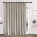 Macochico 100% Blackout Chenille Curtains for Sliding Door Thermal Insulated Noise Reducing Drapery for Living Room Bedroom Hotel, Grommet Curtains with Tieback, Beige Taupe, 120" Wx96 L 1 Panel