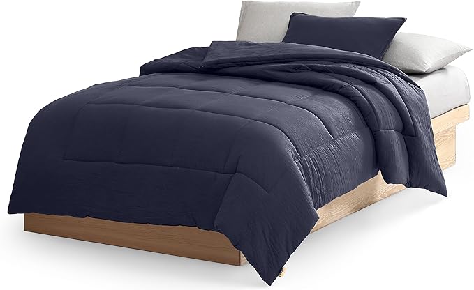 UGG Twin/XL Twin Comforter Set with 1 Pillow Sham, Lightweight Down Alternative Blanket, All Season, Washable & Hypoallergenic Bedding Set for College Apartment or Dorm Essentials, Navy Blue (Lenora)