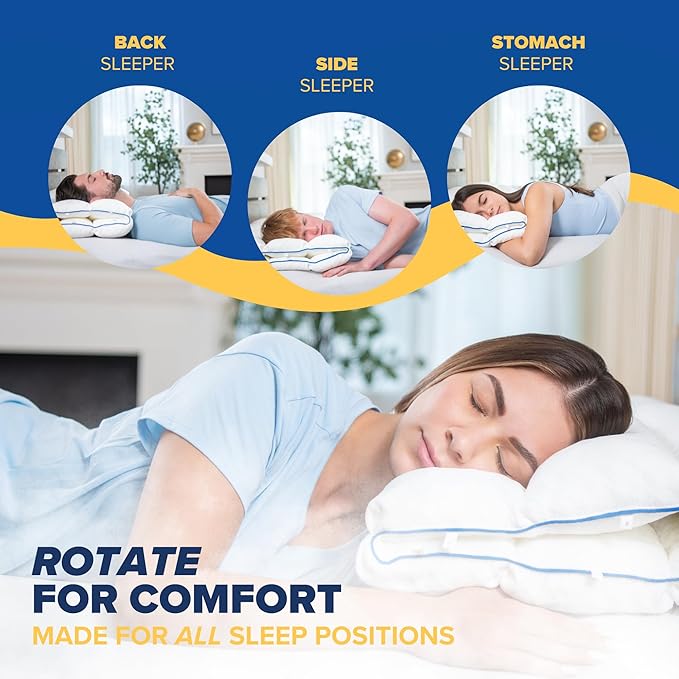 TUMBLE 6-Chamber Adjustable Bed Pillow & Pillowcase | Back, Side & Stomach Sleepers | Cooling Cover | Memory Foam & Gel Fiber Fill | Customize Your Comfort | CertiPUR/Oeko-Tex | Standard Queen 2 Pack