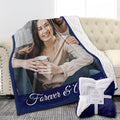 Custom Sherpa Fleece Blanket with Photos, Text, Soft, Warm, Fuzzy Personalized Couples Gifts for Boyfriend, Girlfriend