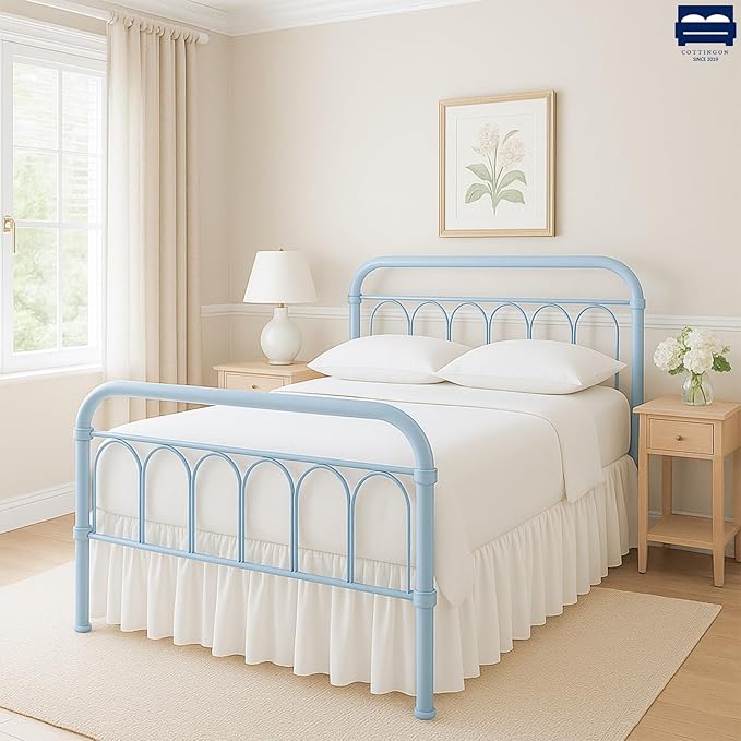 Ruffled Bed Skirt with Split Corners-Dust Ruffle - 14" Drop 100% Microfiber Soft,Sheen & Luxurious Look - Bed Skirts (White -Queen)