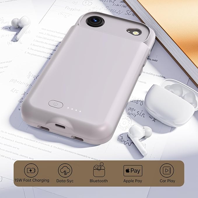 GIN FOXI Battery Case for iPhone 17 AIR, Charging Case Charger 8500mAh Ultra-Slim Lightweight Powerful Battery Pack 15W Fast Rechargeable Anti-Fall TPU Juice Box for iPhone 17 AIR (6.5") Grey