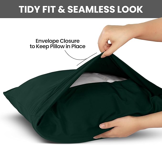 Pillow Covers by Utopia Bedding - Queen Size 2-Pack – Soft Brushed Microfiber – Perfect for Hospitals, Hotels, Guest Rooms – Oeko-TEX Certified, 20x26 Inches (Emerald)