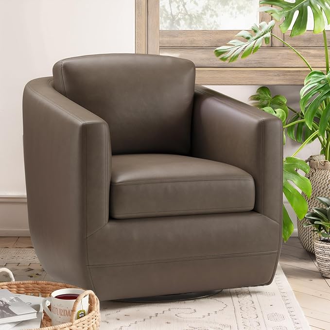360° Swivel Accent Chair Set of 2 with Pillow - Comfy Living Room Armchair No-Sag Foam & Sturdy Metal Base, Fully Assembled Swivel Accent Single Sofa for Bedroom Living Room, Office, Wolf Grey