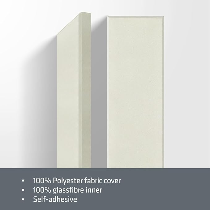 UMIACOUSTICS 2 PCS Fiberglass Acoustic Panels, 48x12x2 Inches Sound Absorbing Panels, Sound Proof Panels for Studios, Office, Home Theater. (Off White)