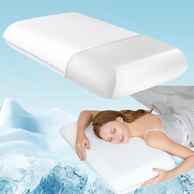 Cooling Soft Memory Foam Pillow, Cervical Neck Pillow for Side Sleepers, Back & Stomach Sleepers, Ergonomic Orthopedic Design for Neck Pain Relief and Deep Sleep, CertiPUR-US