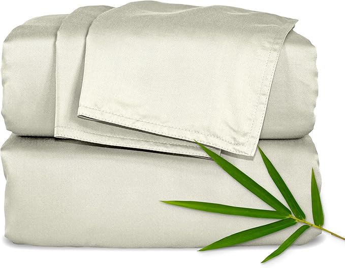 Pure Bamboo Full Sheets, Genuine 100% Organic Viscose Derived from Bamboo Bed Sheet Set, Luxuriously Soft & Cooling, Double Stitching, 2 Year Quality Promise (Full, Birch)