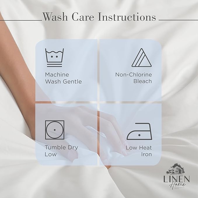 Linen Home 100% Cotton Percale Sheet Set, Queen Size, Baby Blue, Deep Pocket, 6 Pieces Set - 1 Flat, 1 Deep Pocket Fitted Sheet and 4 Pillowcases, Crisp Cool and Strong Bed Linen