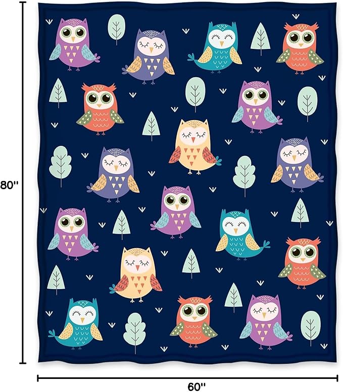Jekeno Owl Blanket Gifts for Women Men Kids Girls Mom Halloween Christmas Birthday Gifts Home Bedroom Living Room Mother's Day Easter Decor Soft Cozy Lightweight Throw Blankets Navy Blue 60"x80"