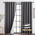 RYB HOME Dustproof Curtains for Large Window, Soundproof Thermal Insulated Blackout Curtains for Sliding Glass Door Furance Office Dorm Bedroom Living Room, Grey, W62 x L84 inch, 2 Panels