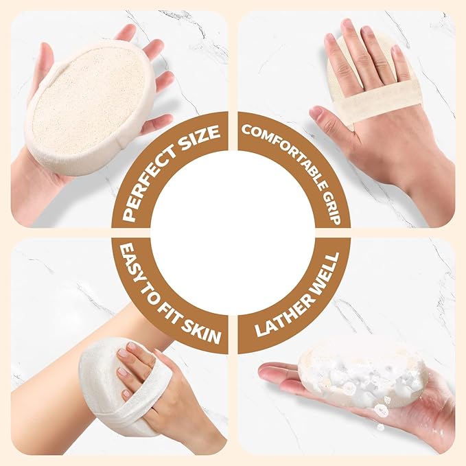 Natural Shower Loofah Sponge Exfoliating Body Scrubber，Natural Organic Beauty Exfoliating Loofah for Men and Women, Suitable for Cleansing Face Scrubber and Body Bath 2PCS (2 Large)