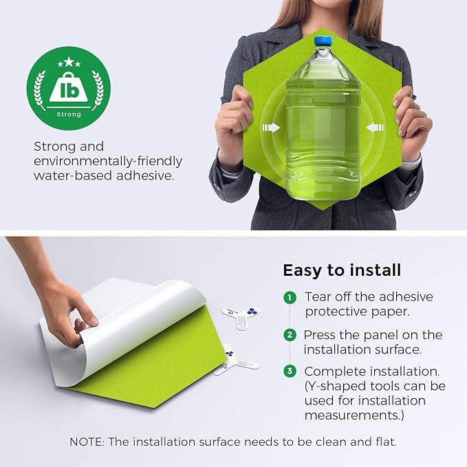 Self-Adhesive Acoustic Panels [390 lbs/yd³ Ultra-High Density], 2nd Generation Sound Absorbing Panel, Professional Level Sound Panel, Polyester Soundproof Foam [Size L, Fruit Green]