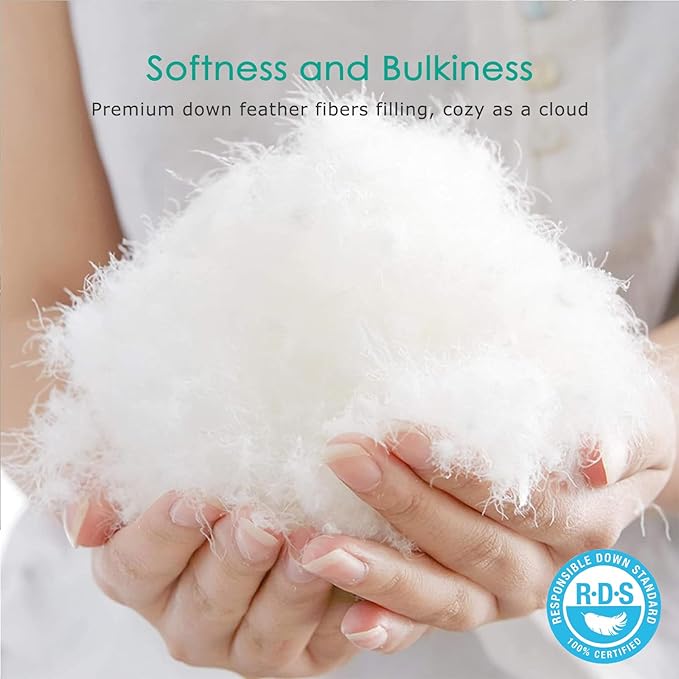 APSMILE Premium Down Feather Fiber Comforter Queen Size, All Season Duvet Insert Queen Size with 8 Corner Tabs, Ultra Soft Poly-Cotton Cover Down Feather Fiber Comforter (White, 90 * 90")