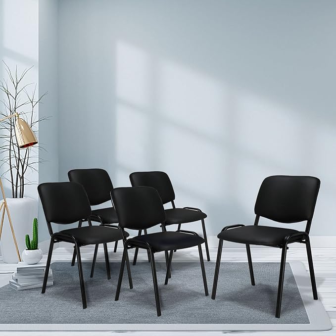 VINGLI Waiting Room Chairs, 5-Pack PU Church Conference Stackable, Office Guest Chairs & Reception Stacking Chair for Meeting Room, Office Lobby, Simple&Space-Saving