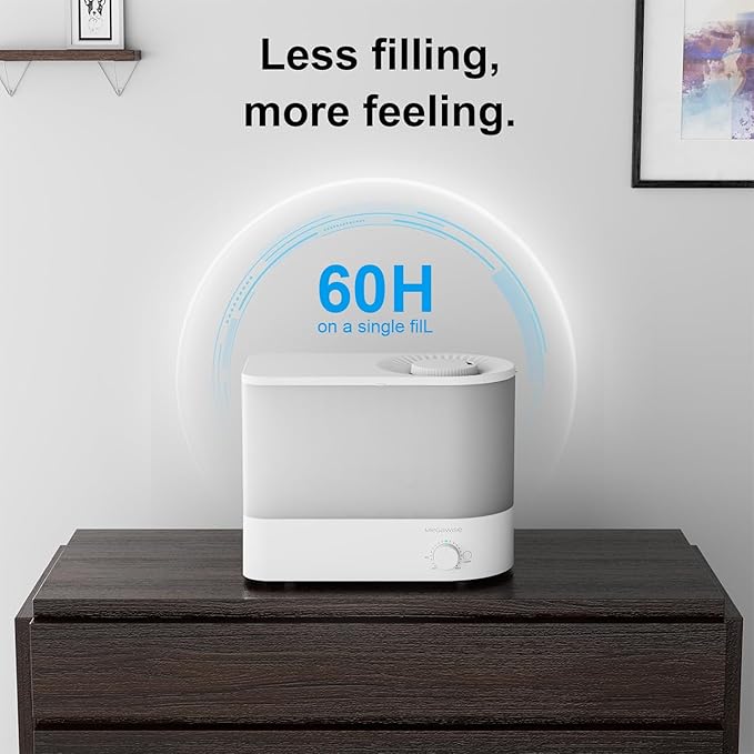 MEGAWISE 2025 Large Capacity Humidifier, 6L Top Fill Design, 50H Runtime, Ultra Quiet Large Capacity Cool Mist for Bedroom, Baby Nursery, Plants, Indoor, Easy to Clean & Fill (White)