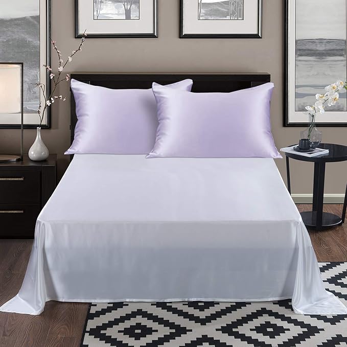 ALASKA BEAR Silk Pillowcase for Hair and Skin, Set of 2 Pure Genuine 22 Momme Mulberry Silk Pillow Cases King Size for Bliss Sleep Better Than Poly Satin, Zipper Closure(2pc, Lavender)