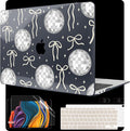 MEEgoodo for MacBook Air 13 inch Case 2021 2020 2019 2018 Released A2337 M1 A2179 A1932 with Touch ID, Plastic Hard Shell & Keyboard Cover Compatible with MacBook Air Case 13.3,Silver Disco Balls&Bows