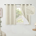 40 Inch Length Linen Blackout Curtains for Short Cafe Window, Thermal Insulated Light Blocking Soundproof Privacy Burlap Curtains 2 Panels, Each 38 Inch Wide Natural