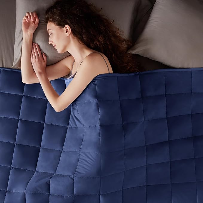 Weighted Blanket Twin Size (48"x72" 15lbs),Ultra Soft and Cozy Cooling Weighted Blanket Twin Size for Adult,Heavy Blanket with Machine Washable Soft Blanket, Blue