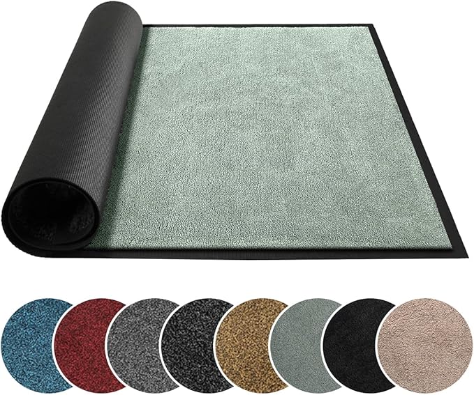 Mibao Dirt Trapper Door Mat for Indoor Outdoor, Waterproof All-Season, All-Weather Doormat, Heavy Duty Non-Slip Entrance Rug, Low Profile Absorbent Entrance Mat Carpet, 60" x 36", Green