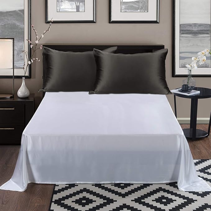 ALASKA BEAR Silk Pillowcase for Hair Care Gentle Mulberry Silk Anti Face Skin Wrinkle Pillow Slip Cover King Size with Concealed Zipper (1pc, Charcoal)