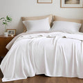 Queen Size Blanket, 70% Rayon (Derived from Bamboo) and 30% Cotton, Lightweight Jacquard Weave, Breathable and Soft Summer Blanket for Bed or Couch, 90” x 90”, White