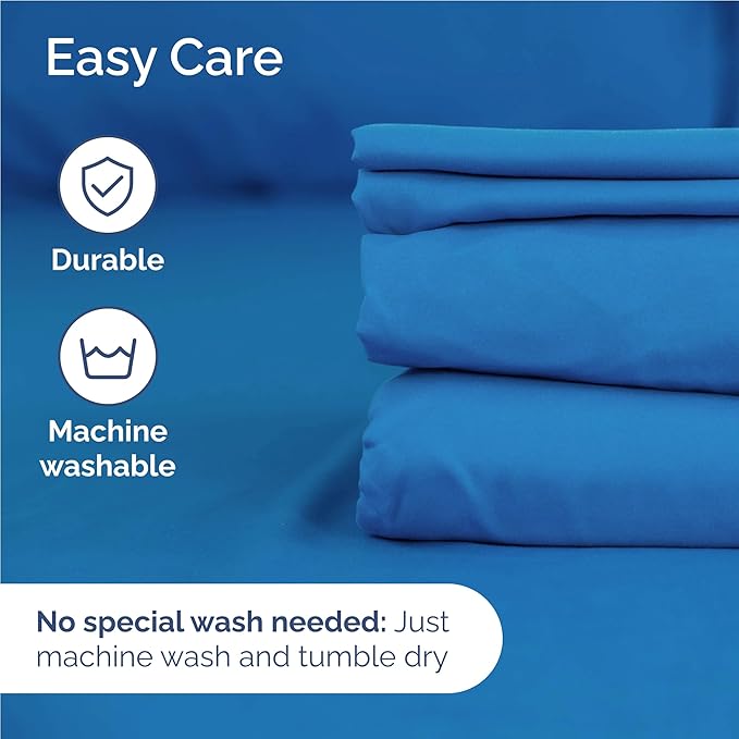 Twin XL 4 Piece Sheet Set - Cooling, Comfy & Breathable - Hotel Luxury Bedding, Includes Fitted Sheet for Women, Men, Kids & Teens - 1 Flat, 1 Fitted Sheet, 2 Pillowcases w/Deep Pockets - Royal Blue