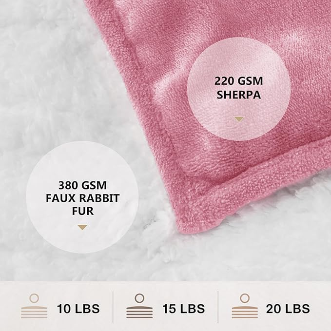Homemate Heated Weighted Blanket for Adults - 62"x84" 20lbs Electric Throw Fast Heating Heavy Blanket 1/2/4/6/8 Hour Auto Off 10 Heat Levels Over-Heat Protection Soft Flannel Sherpa