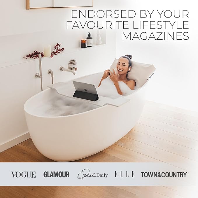 BADESOFA® Luxury Bath Pillow M - Lusciously Soft & Comfortable Tub Pillow for Bathtub - Washable & Quick-Drying Bath Back Pillow - Non-Slip Full Body Tub Pillow - Luxury Spa Cushion in Grey
